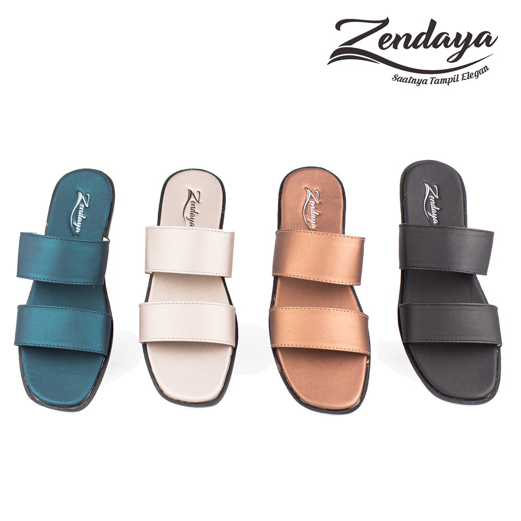 Sandal Slop Wanita Kulit Import Ban 2 - Jasmine 02