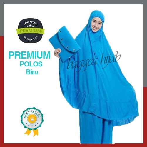Mukena Katun Jepang Dewasa Mukena Bali Terusan Mukena Motif Bunga Cantik Mukena Polos Biru PREMIUM