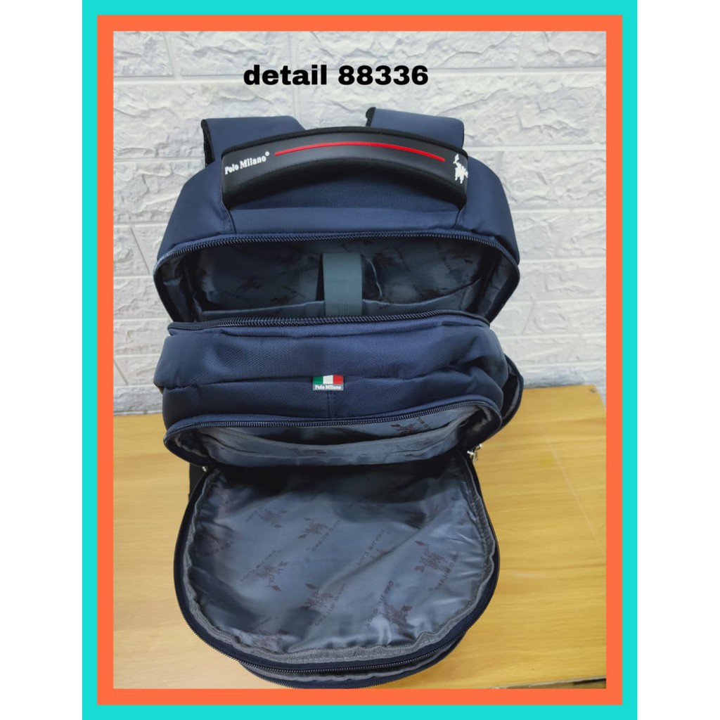 HOT PROMO TAS RANSEL SEKOLAH / KULIAH / KERJA POLO MILANO 88336 TAS TERBARU USB ANTI AIR