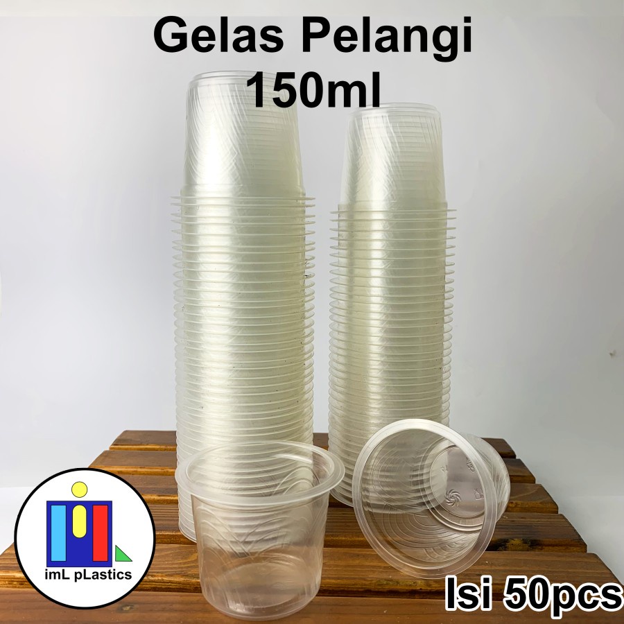 Gelas Cup JELLY AGAR PUDING Pelangi Bening 150 ml Isi 50 pcs