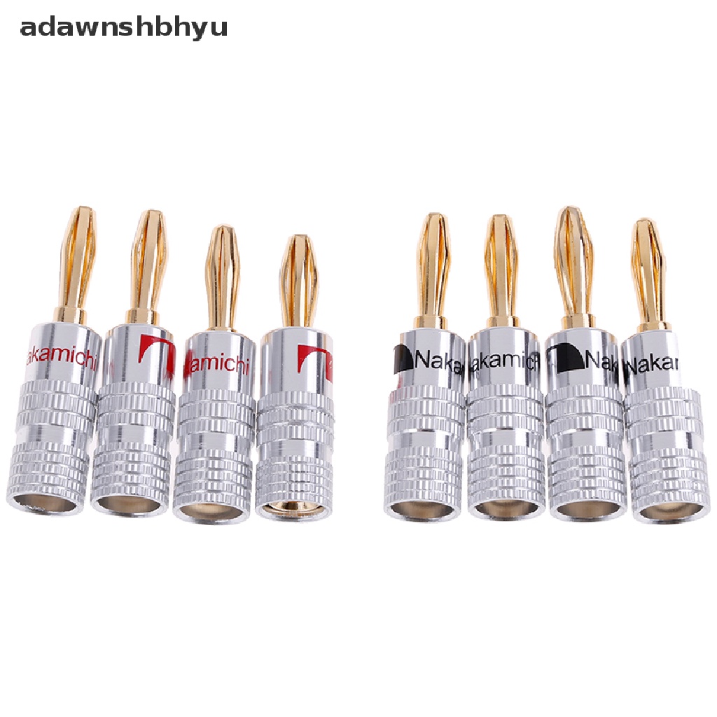 Adawnshbhyu 4pcs 2pasang Konektor Jack Audio Colokan Pisang Speaker Lapis Emas 24K