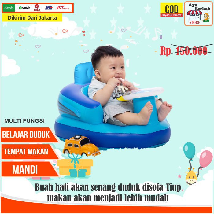 Sofa kursi tempat duduk bayi belajar duduk model pompa tiup bebek seat mobil merak baby chair