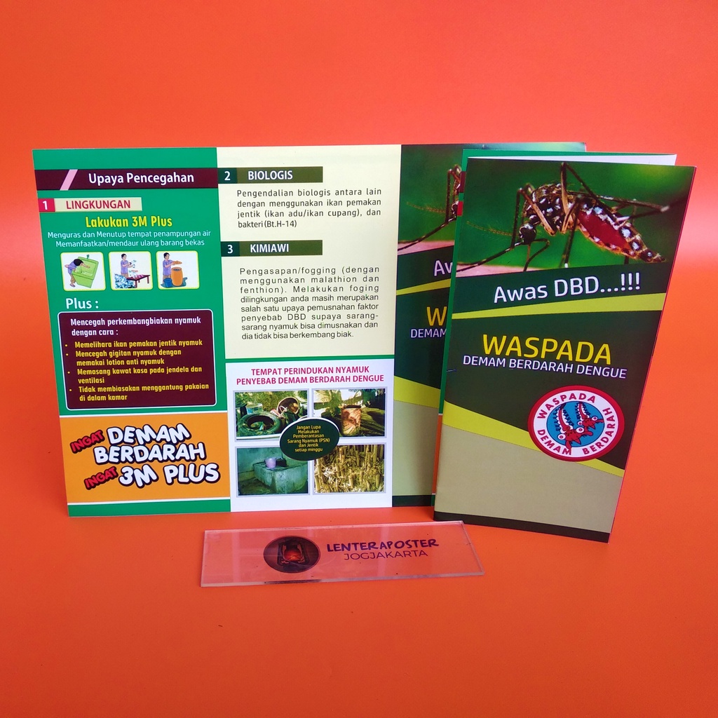 Leaflet/brosur Waspada Demam Berdarah Dengue dan Upaya Pencegahan DBD - Awas DBD. Isi 25 Lembar.