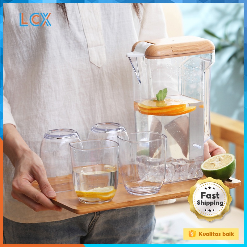 LCX Teapot Set 5in1 Teko Teko Pitcher Tahan Panas Untuk Teh/Jus/Air/VS-34