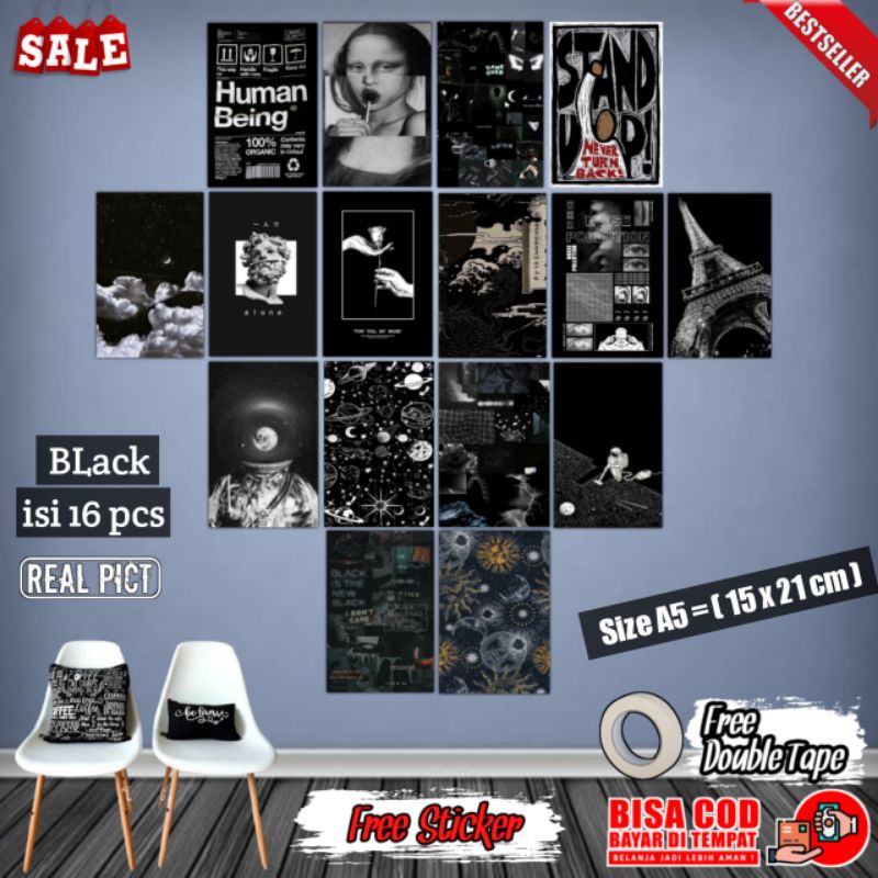 Poster Dinding Aesthetic 1 Paket isi 16 Pcs Gambar HD | Poster Aesthetic | Poster vintage