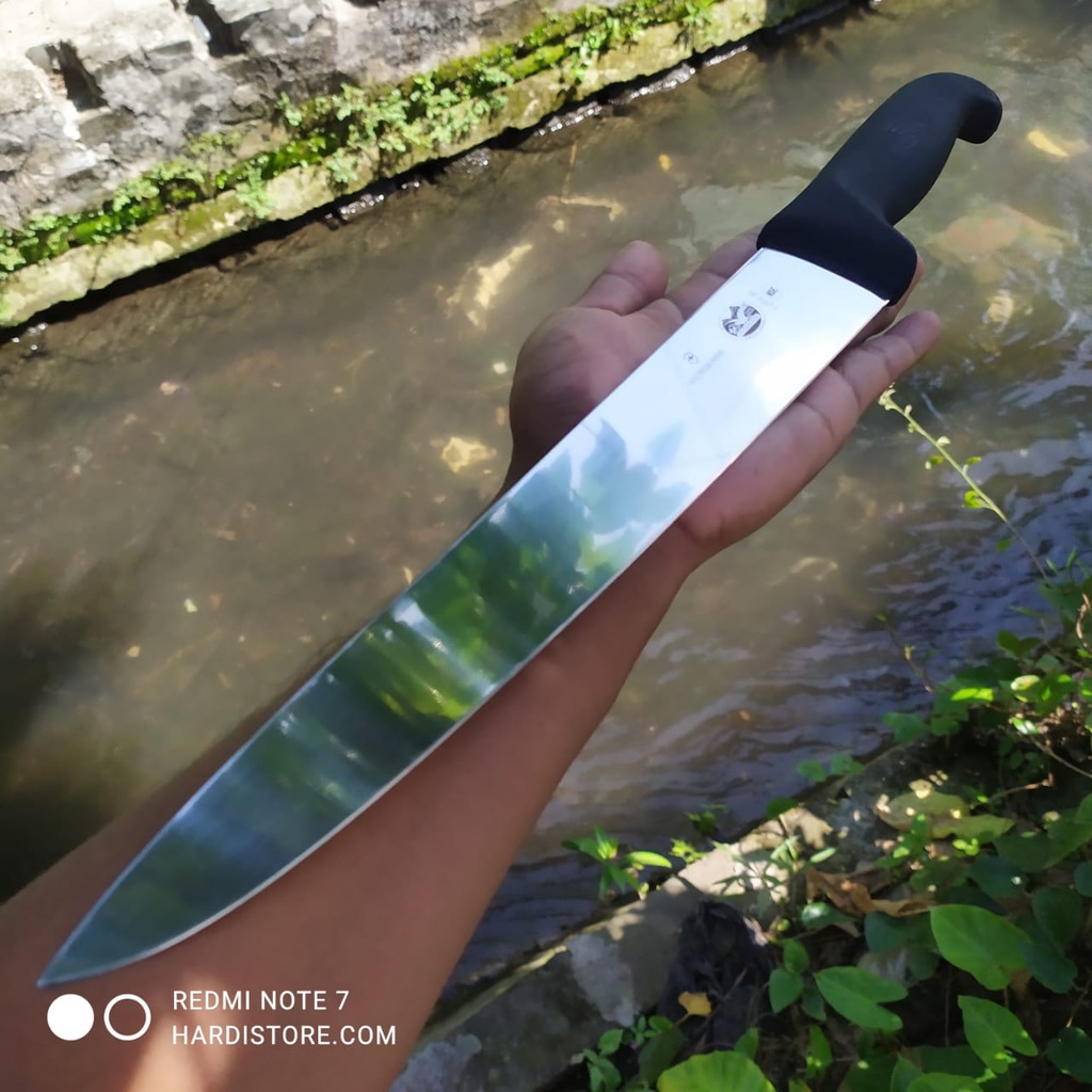 Pisau Sembelih Lurus 30 cm Victorinox Butcher Knife Straight 5.5503.30 Black Fibrox Original Swiss