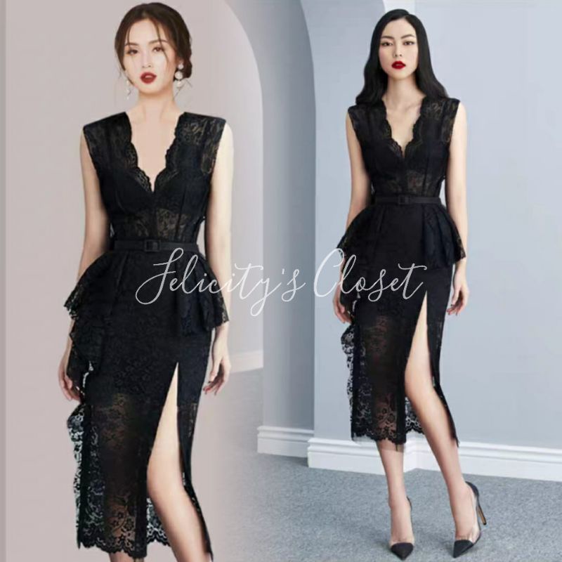 gaun pesta sexy premium import Lace Hitam M L XL