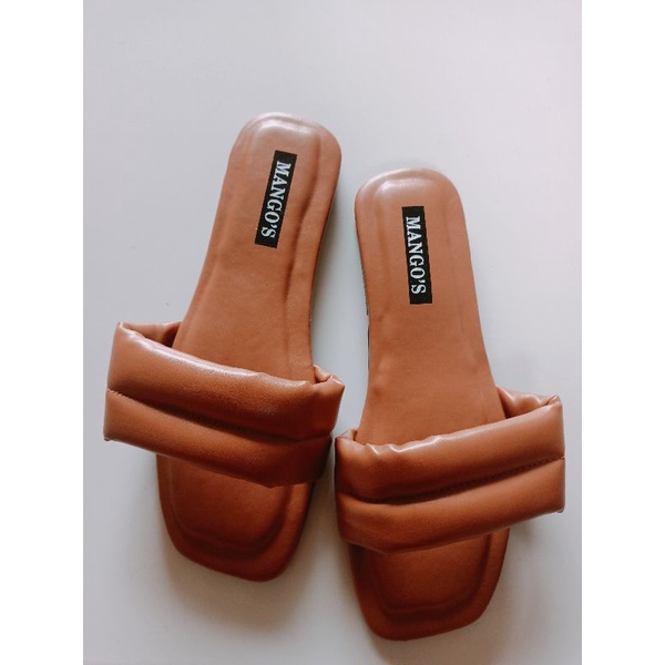 Sandal puffy Slip On Wanita Original MANGO'S 02 Sendal Slop Cewek Casual mules Korean style (MGS FLT Tira 02)