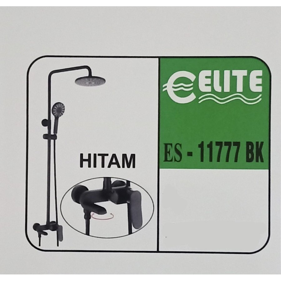 Kran Shower/Tiang Shower Set Minimalis (Panas+Dingin) - Elite ES-11777BK