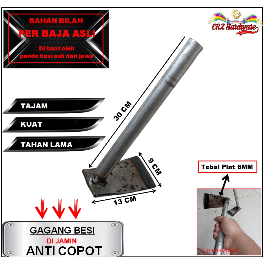 Petel Rimbas Cangkul Kayu Pethel Kapak Perimbas Bahan Baja Per Gagang Pipa Besi