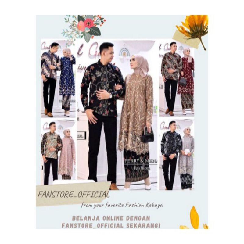 Fanstore - Set COUPLE Kebaya Tunik Tulle Tuton Full Bordir