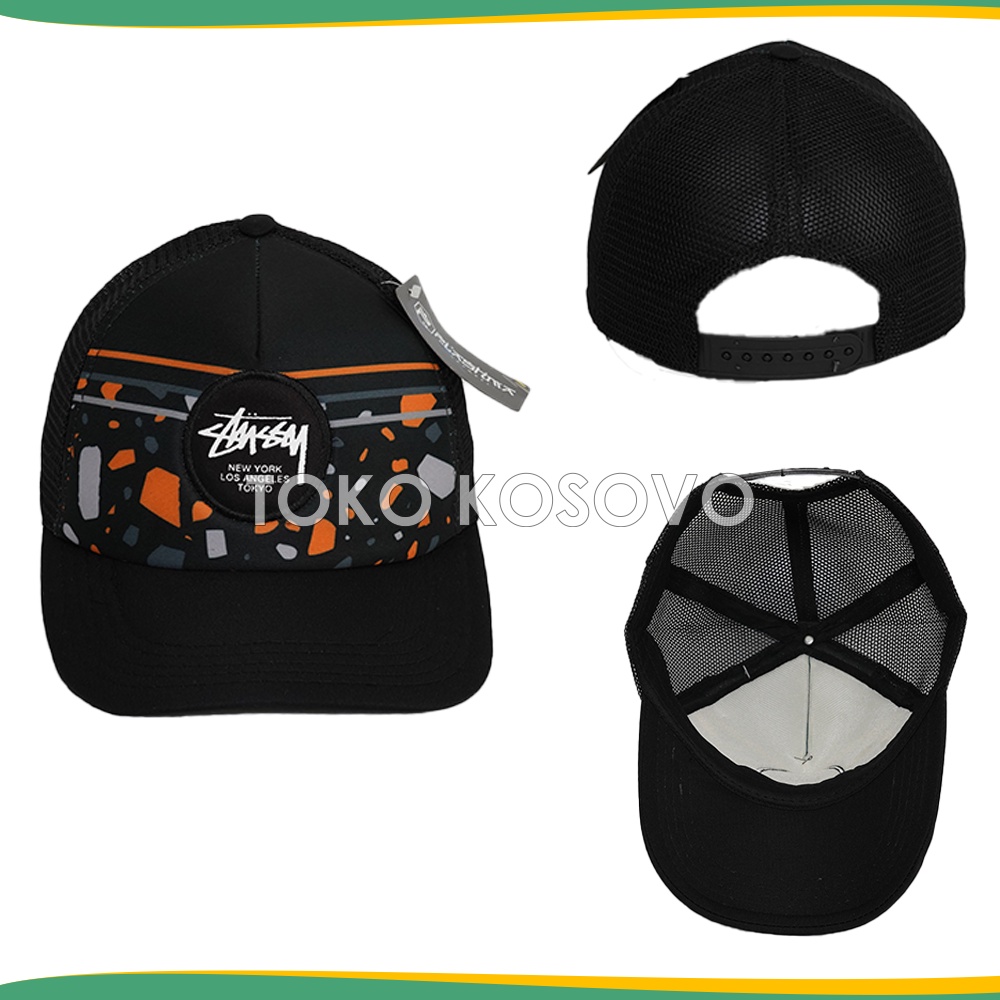 Topi Baseball Distro JARING TRUCKER Logo Distro Random Pria Wanita Topi Hitam Jaring Polos Logo NY Topi Logo Billa Bong QuickSilver Vans Volcom Converse Oakley Stussy DC Vans Topi Anak Laki Laki Perempuan Topi Pantai Topi Olahraga Sport Murah