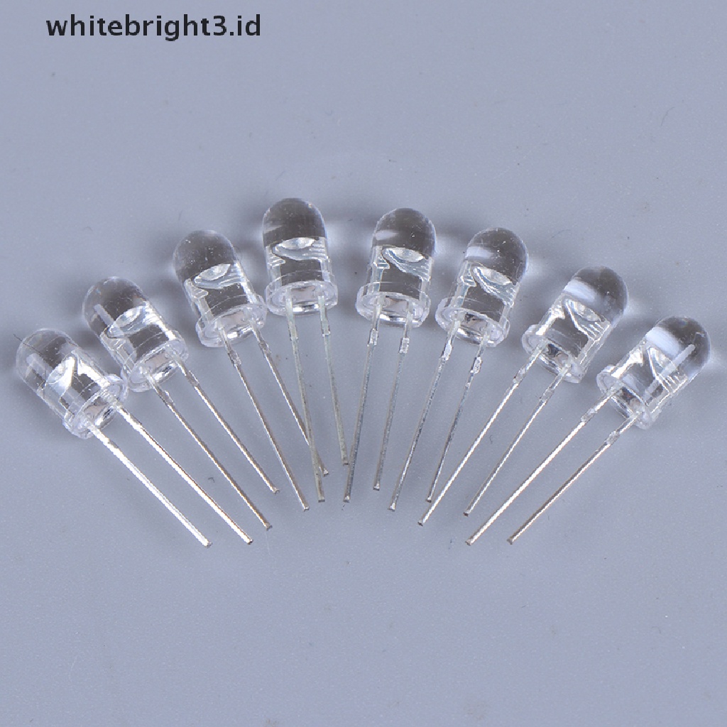 (whitebright3.id) 100 Pcs Lampu LED 5mm Warna Putih / Hijau / Merah / Biru / Kuning