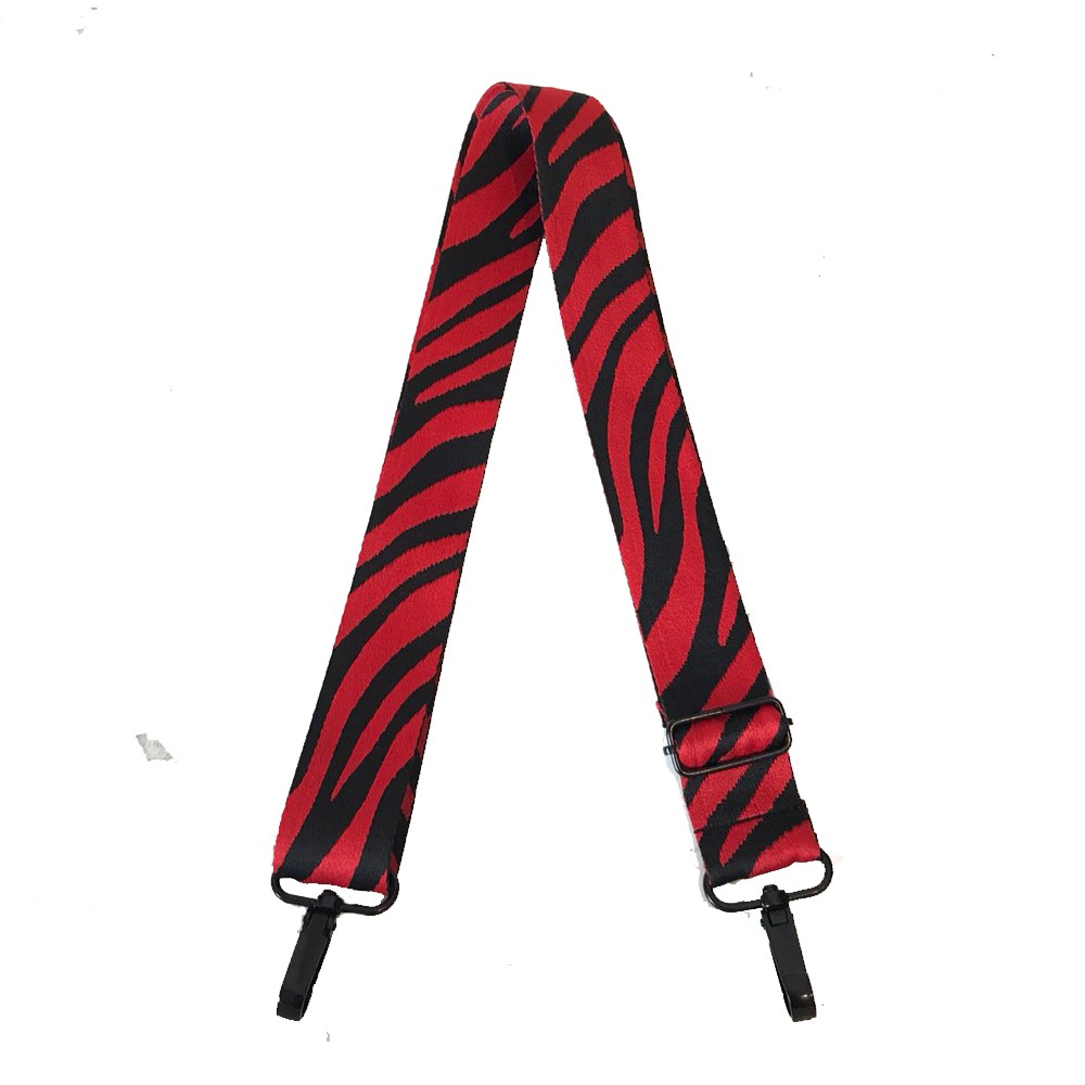 Canvas Strap Motif Zebra  / Tali Tas Lebar Kanvas halus / Long Strap Bag Adjustable Hitam Merah