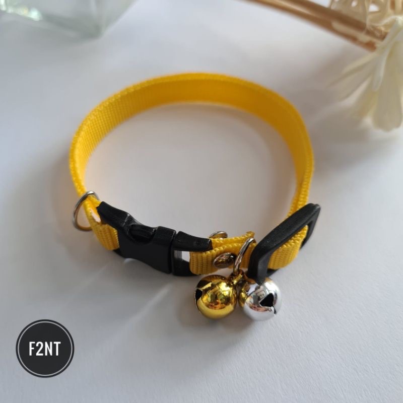 Kalung kucing polos 2 lonceng 10ml bahan tebal