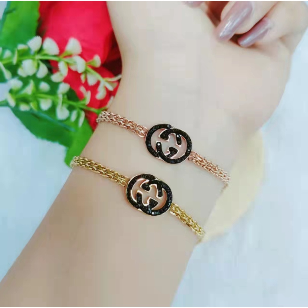 Gelang Titanium Permata Rantai Polos Perhiasan Fashion b224