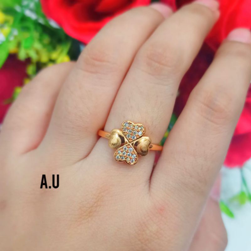 Cincin Dewasa Permata Simpel Perhiasan Wanita Gold Remaja (COD)