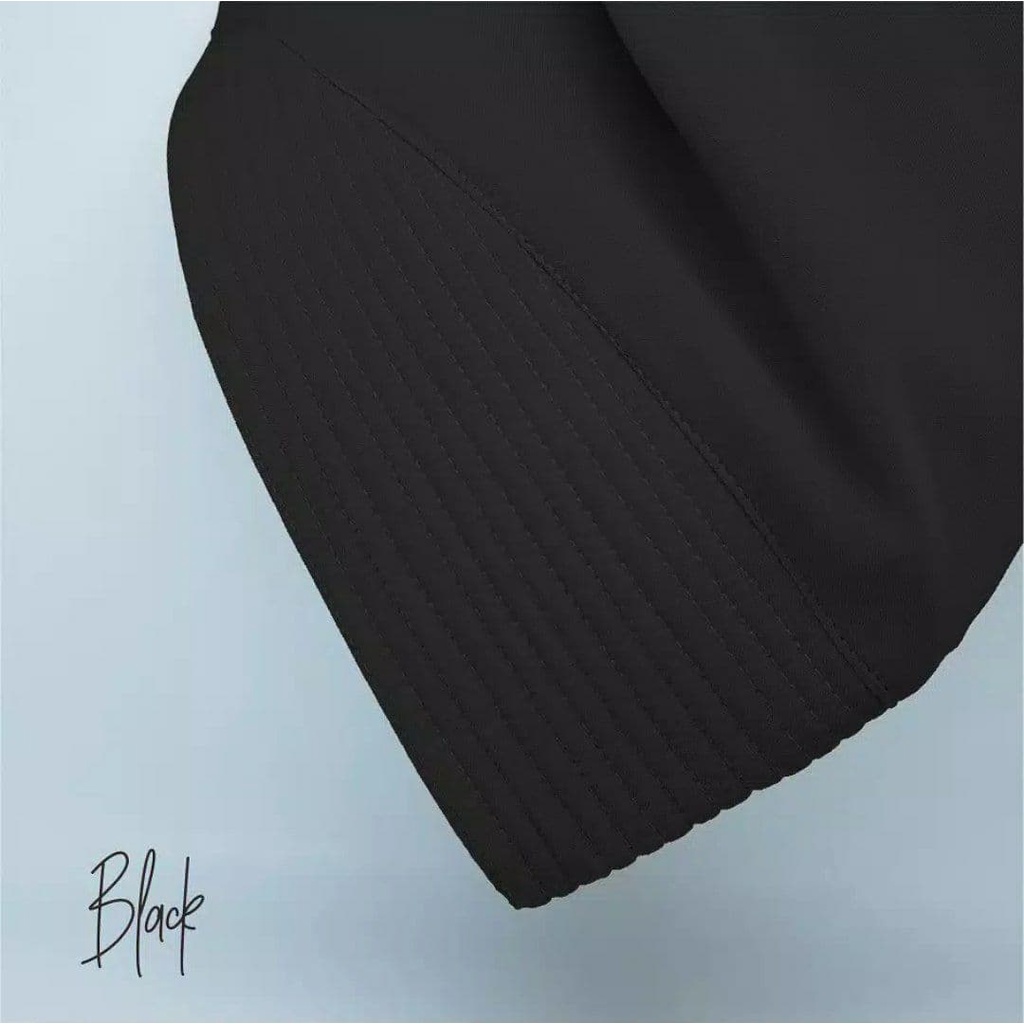(COD) Hijab Khimar Silvi Tiga Layer Mini Polos Jilbab Instan Cerutti 3 Layer-Hitam