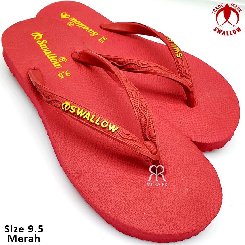 Sandal Jepit Swallow Nice Warna Sendal Karet Asli Wanita / Tali Jepit Sandal Serampat-Merah 9,5