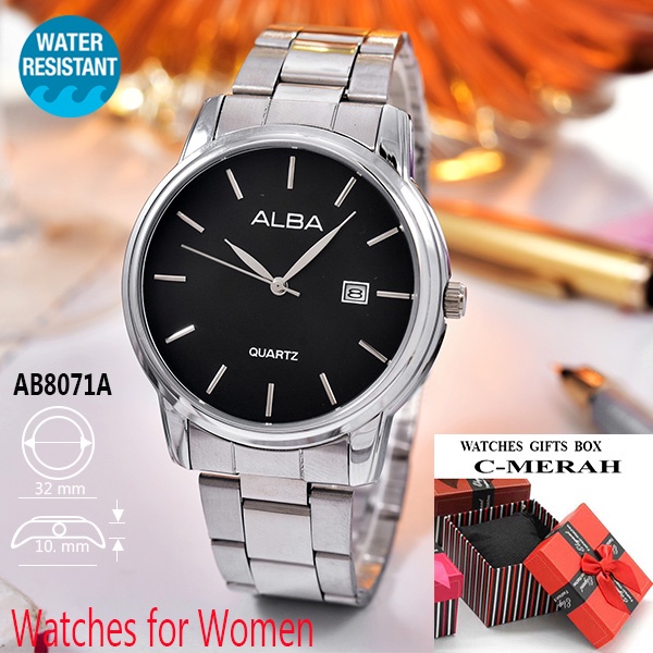 AB28071A-L-Jam Tangan Wanita Kasual-Jam Anti Air--Tgl-Stainless Stell Band-AT Store-1