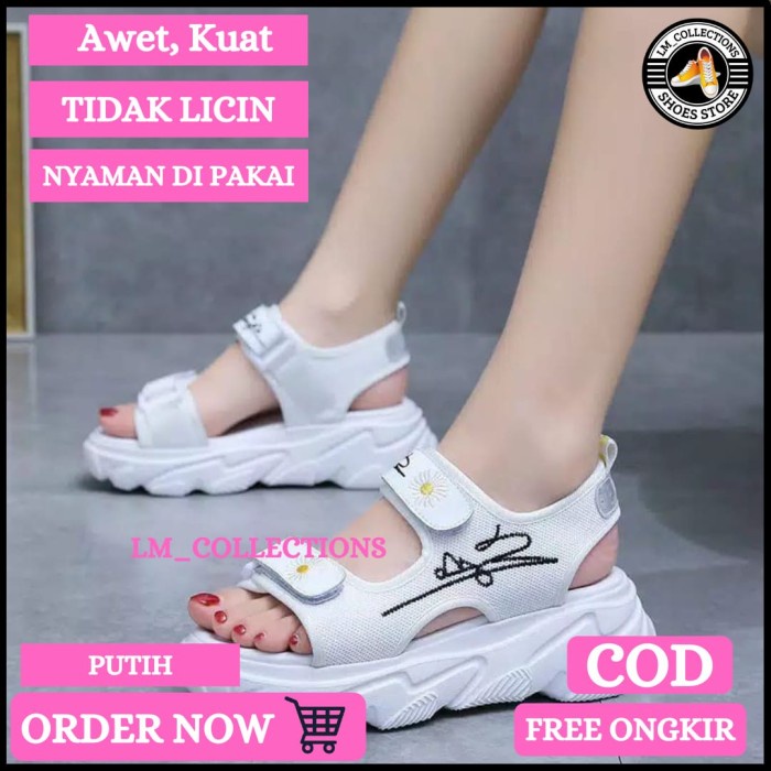 Sandal Wanita Korea Style Sandal Gunung Cewek Style Korea - Putih, 38 Diskon