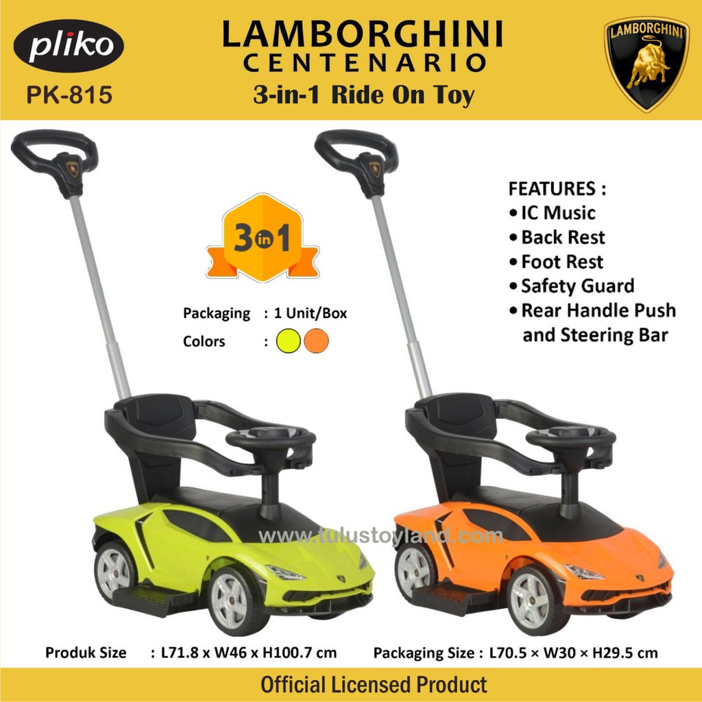 Mobil Pliko Lamborghini Centenario 3 in 1 Ride On Toy Super Car 3in1 Mainan Mobilan dorong anak 815