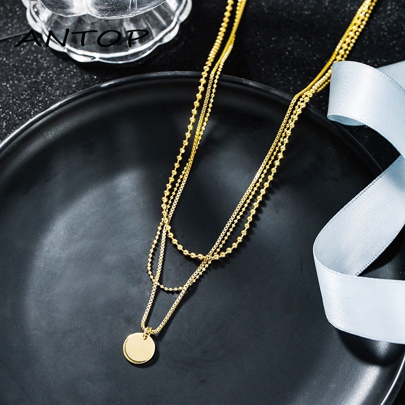 Korea Fashion Multilayer Liontin Kalung Wanita Emas Choker Perhiasan Aksesoris ANTOP
