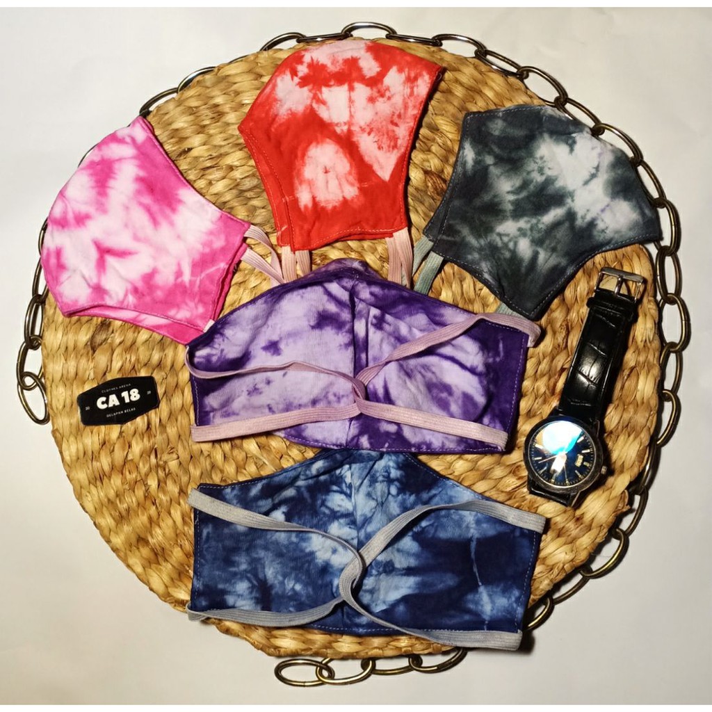 (PROMO) Masker TIE DYE Headloop / Masker TIE DYE for HIJAB DEWASA