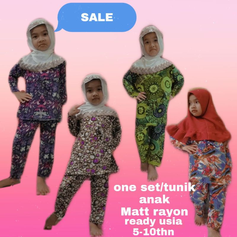piyama anak tunik anak/one set baju setelan junior anak tanggung bahan rayon