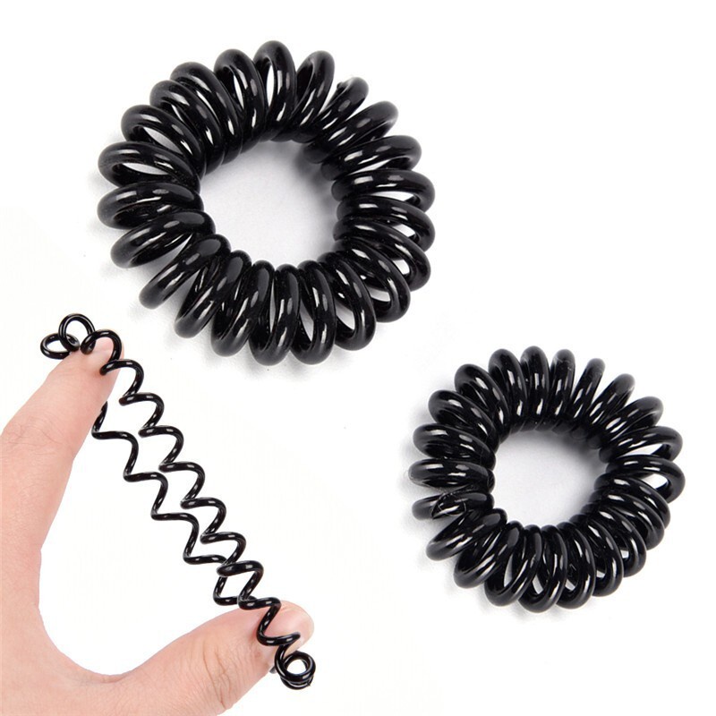 Kuciran Spiral Hitam Candy Korean Style / Ikat Rambut Karet Kekinian