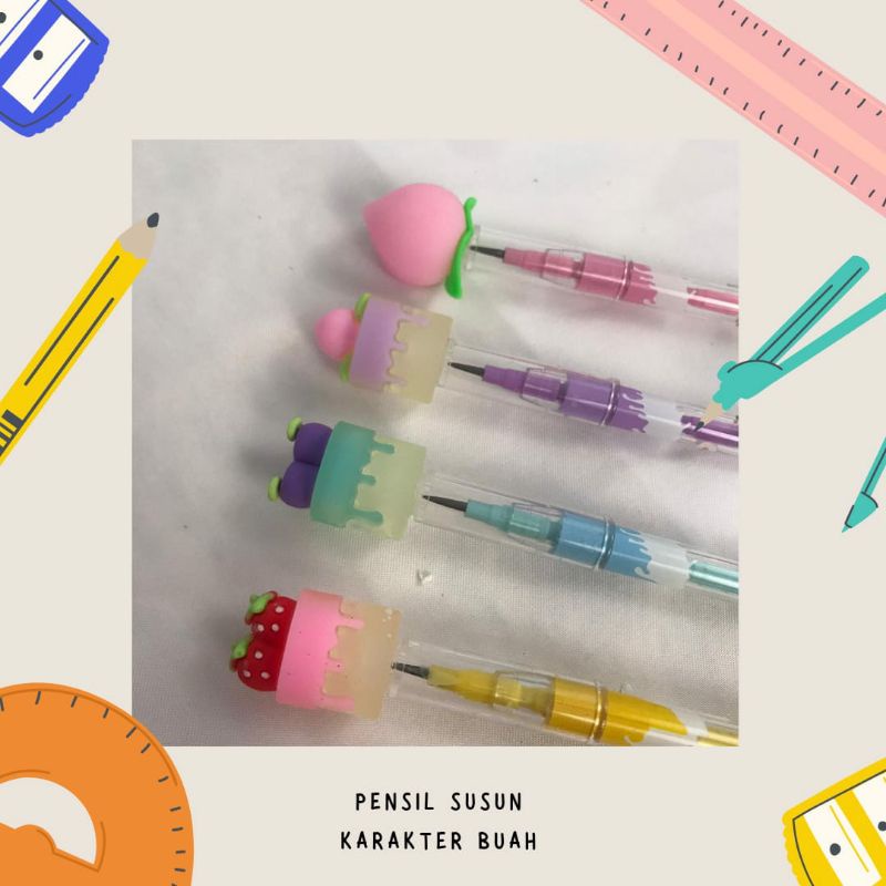 Pensil kue lapis lucu pensil susun alat tulis kantor bensia 2B kartakter bt21 korean style