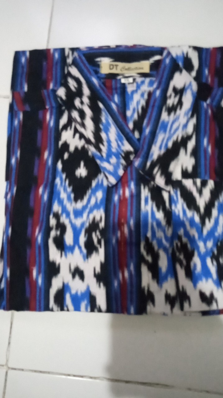 Dt Collection - Kemeja Kantor Batik Pekalongan Sogan Tenun Lurik Lengan Panjang