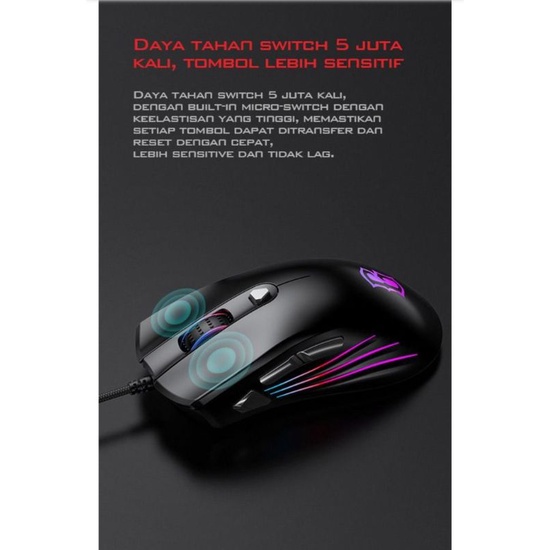 Mouse Pc Game GAMEN GM1500 6400DPI Optical Positioning Technology with 6 Lighting Effects