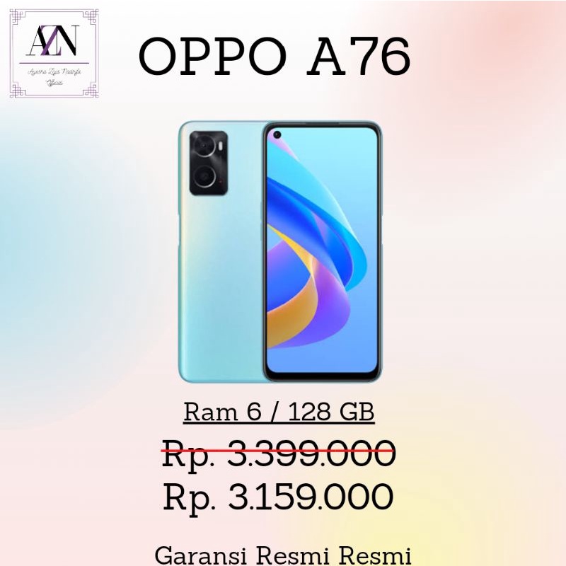 HP OPPO A76 RAM 6 / 128 GB GARANSI RESMI INTERNASIONAL | HANDPHONE OPPO A76 | HANDPHONE TERLARIS