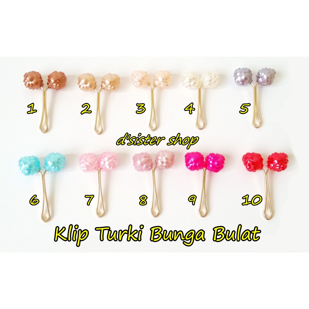 Klip Turki Peniti Turkey Penjepit Kerudung Bunga Bulat