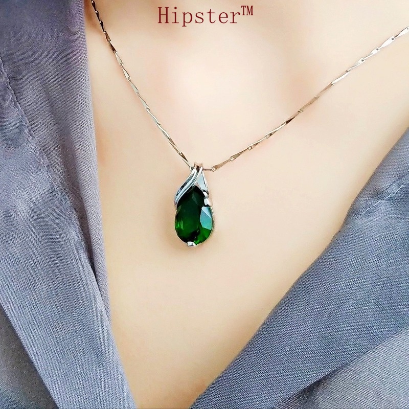 Retro Natural Emerald Dignified Pendant Personality Simple Necklace