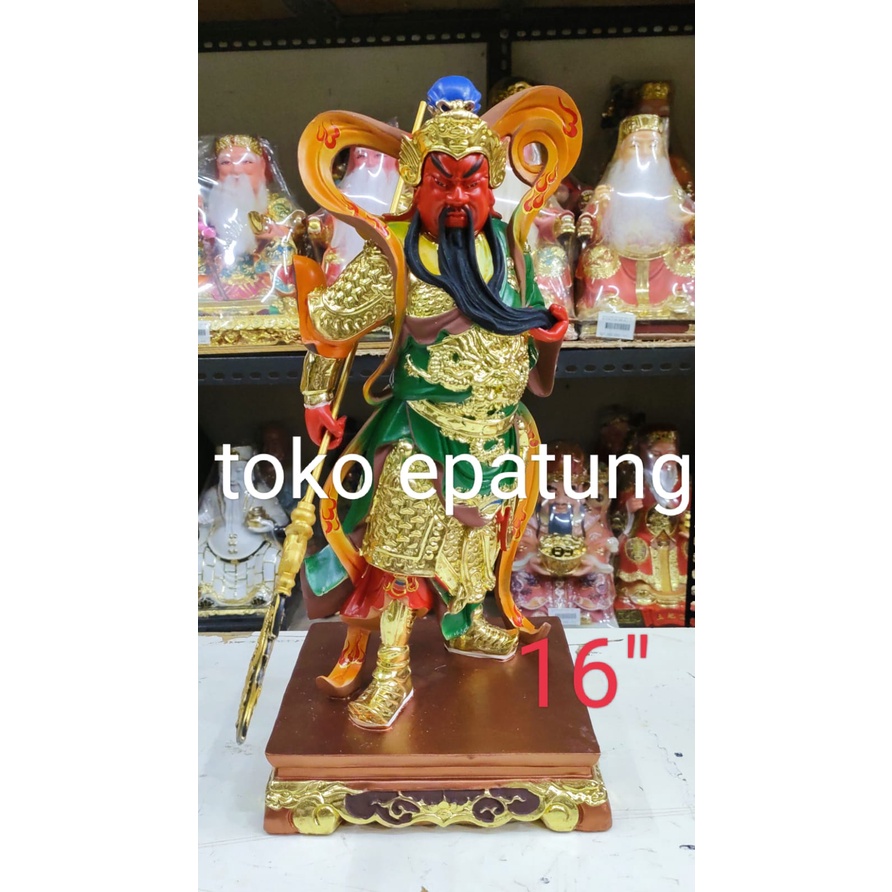 patung dewa kwan kung / kwan kong / kwan te berdiri - fiber 16 inch - 02