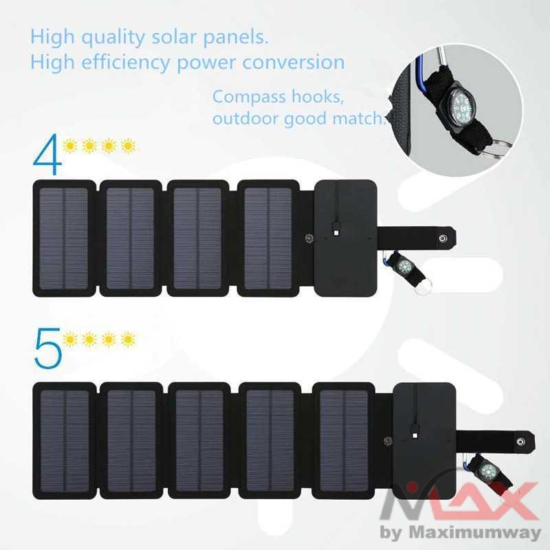Charger tenaga matahari Solar Panel Portable 5 Folding USB Port 9W 5V HP mobil handphon aksesoris Charging phone Portable Solar Panel Charger Foldable 10W Solar Charger 5V 2A USB Output Folding Solar Panels For Mobile Phones Outdoor Camping