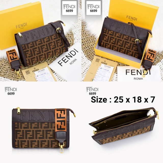 TAS WANITA BATAM IMPORT FENDI CLUTCH BAG MULTIFUNGSI 6699 KWALITAS PLATINUM LIKE ORI