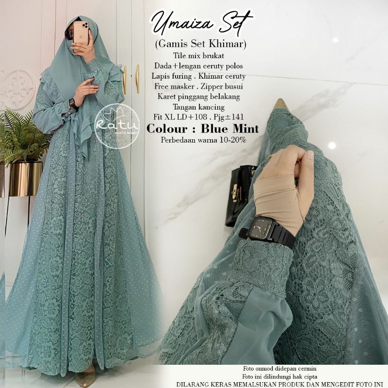 Umaiza Set|Gamis Set Khimar Free Masker Busui Friendly by Ratu Syar'i & Luxury