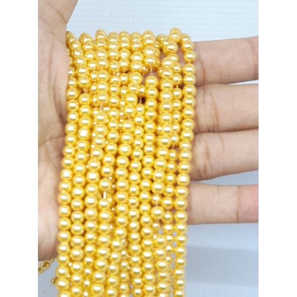 100 Gram Payet Mote Manik Mutiara Sintetis 10mm Bulat Besar Mutsin Berat Kwalitas Super KUNING TUA