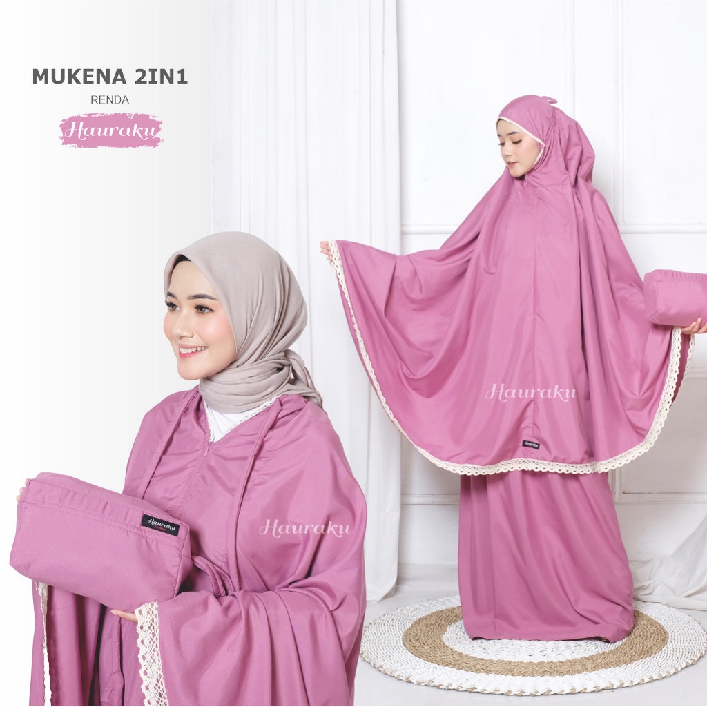 Mukena Traveling 2 in 1 Dewasa Pouch Ponco Katun Premium