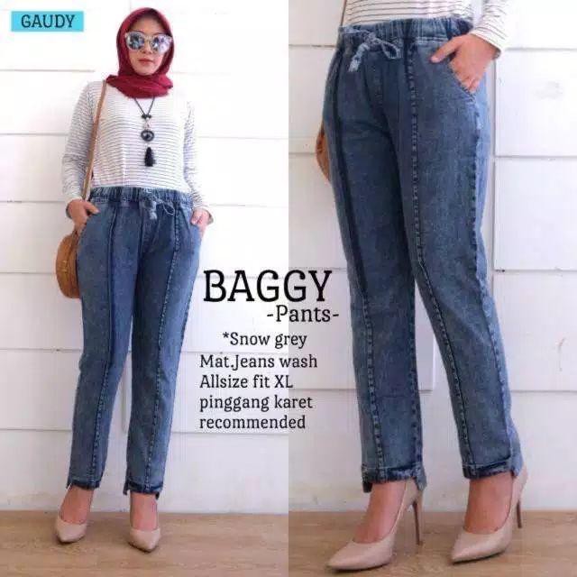 CLOUDY CELANA BEGY JEANS JUMBO TULANG STIK BALIK SNOW ACID STANDART L DAN JUMBO XXL