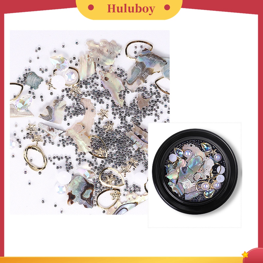 Huluboy Huluboy♡ 1 Kotak Manik-Manik Batu Kerang Asimetris Untuk Dekorasi Nail Art