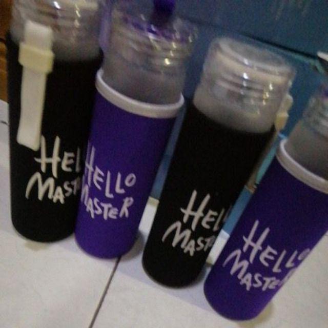 My Botlle Botol Minum Kaca hello Master + Free Sarung (480ml)