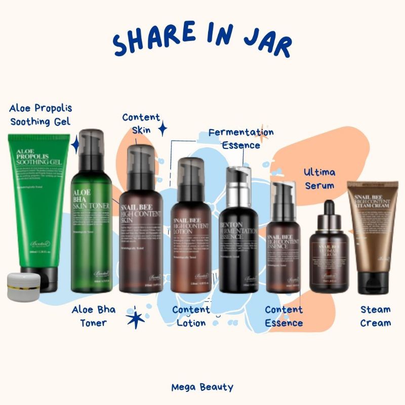 (Share in Jar) Benton BHA Toner Aloe Propolis Snail Bee Content Fermentation Essence Serum Skin Crea
