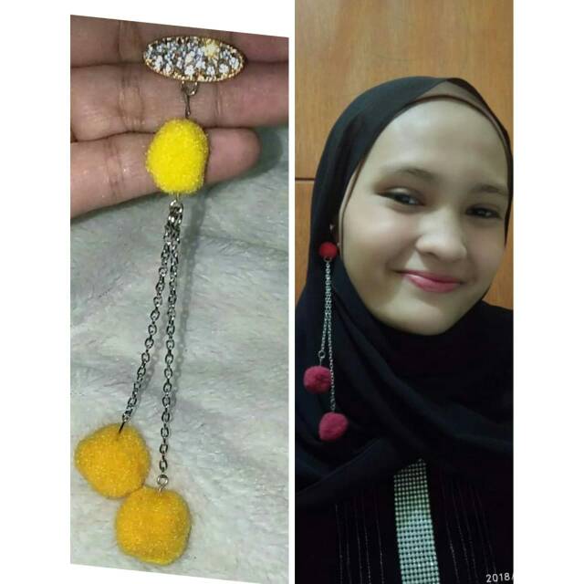 Bros Dagu hijab juntai panjang kristal pompom kode: P2