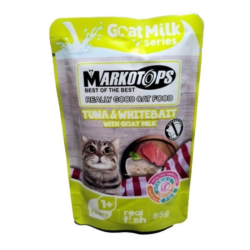 Markotops pouch SACHET 85gr goat milk susu mother kitten &amp; adult kucing makanan basah cat