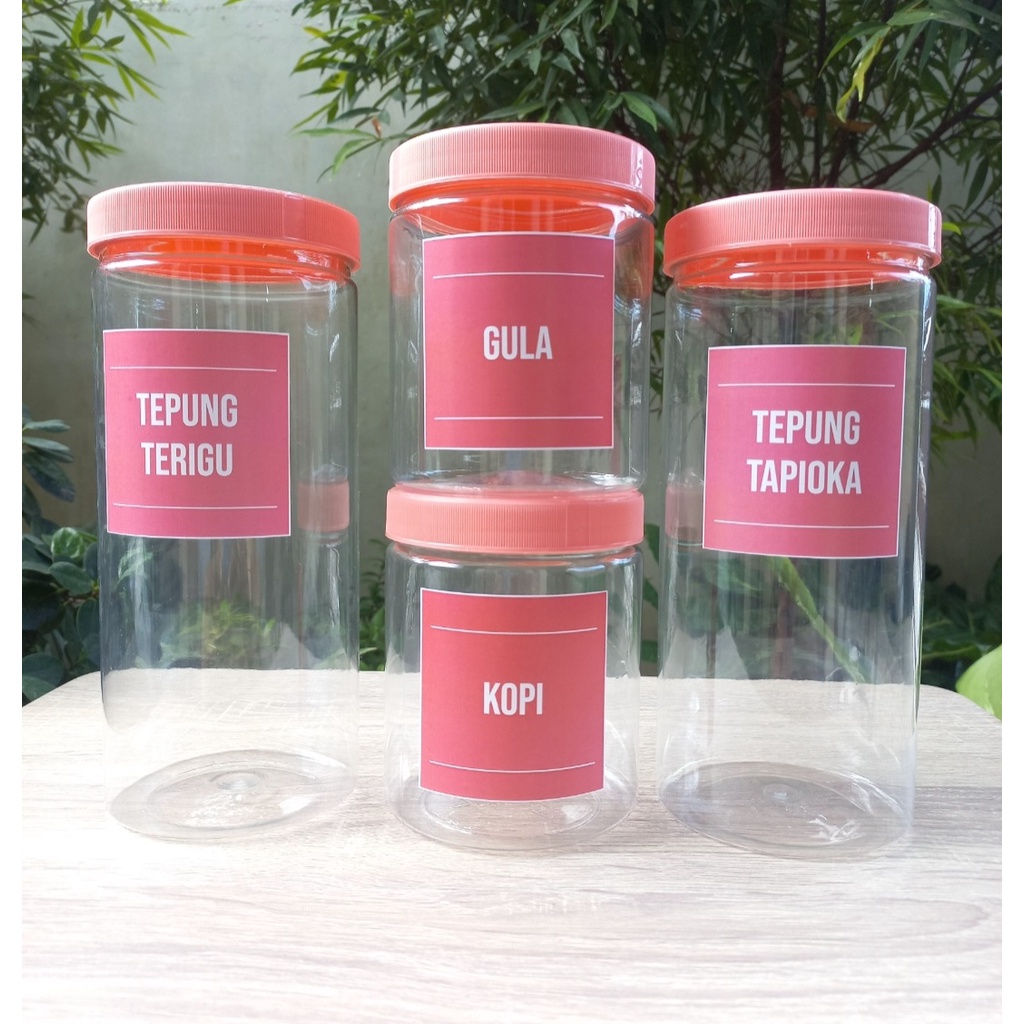 Toples Bumbu Dapur Tutup Plastik Warna Pink Free Stiker label Anti Air