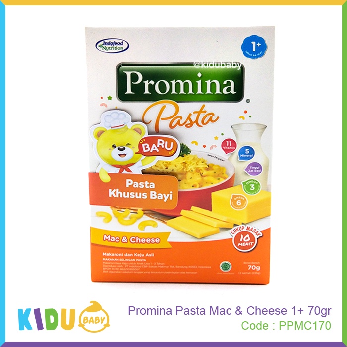 Promina Pasta Mac &amp; Cheese 1+ 70gr Makanan Bayi &amp; Anak / Makana Pendamping ASI Kidu Baby